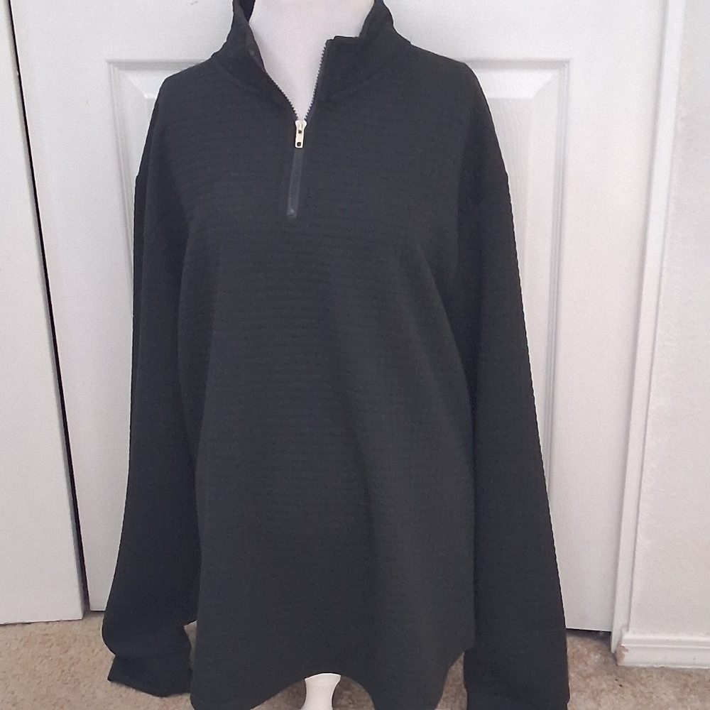 New Black Waffle Knit Mock Neck Pullover Size XXXL